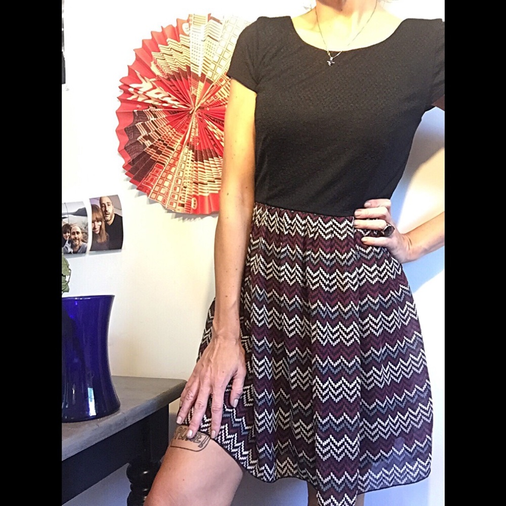 SALE Chevron Print Fit and Flare Party Dress